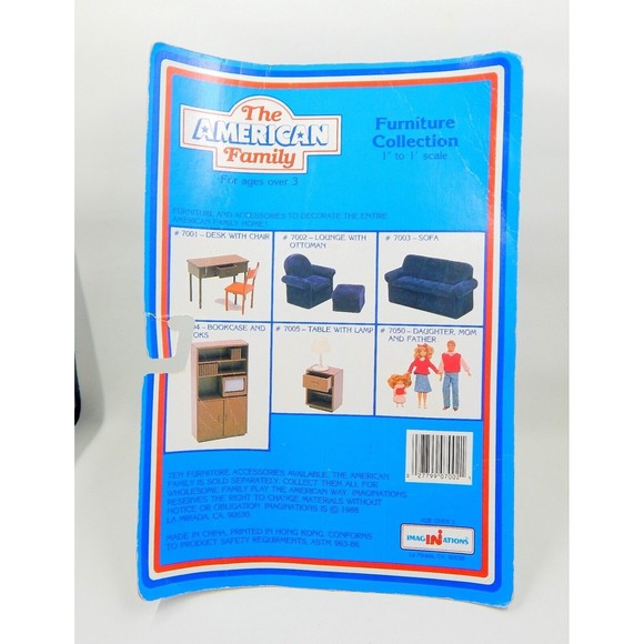 Toy R Us Chair and Ottoman Miniature Furniture American Family Blue Flocked - Picture 3 of 8